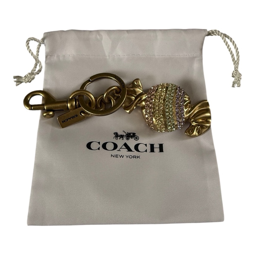 Coach Candy Rainbow Crystal Bag Charm Keychain NWOT
